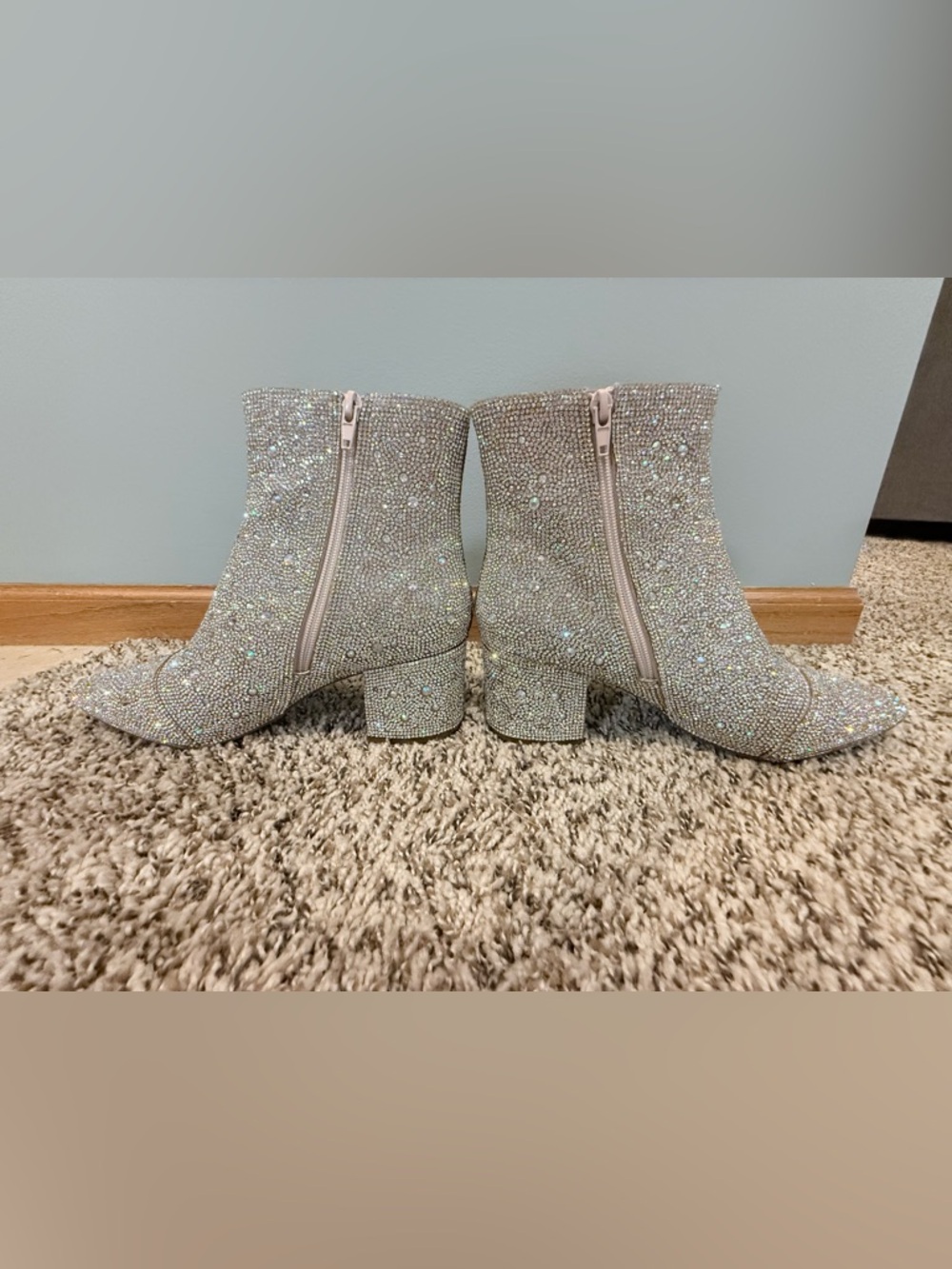 Betsy Johnson Crystal Embellished Ankle Boots - Blush